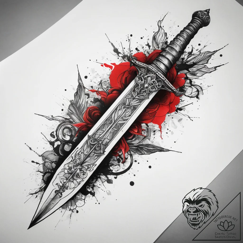 Tattoo sketch dagger sheath, ink illustration... - tattoo sketch (№1758988931_0, 27.09.2025 16:02) — tattoovalue.net