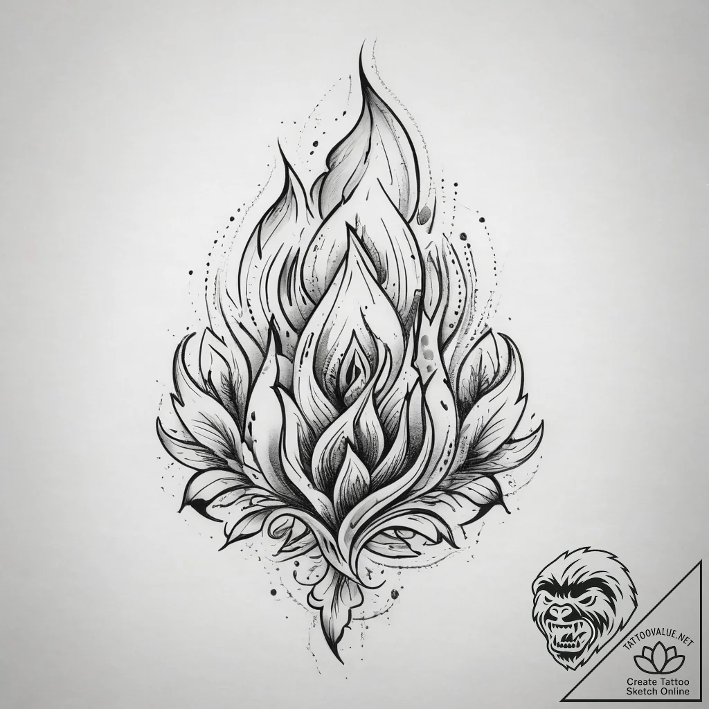 Tattoo sketch fire, tattoo drawing outline, s... - tattoo sketch (№1758990502_0, 27.09.2025 16:28) — tattoovalue.net