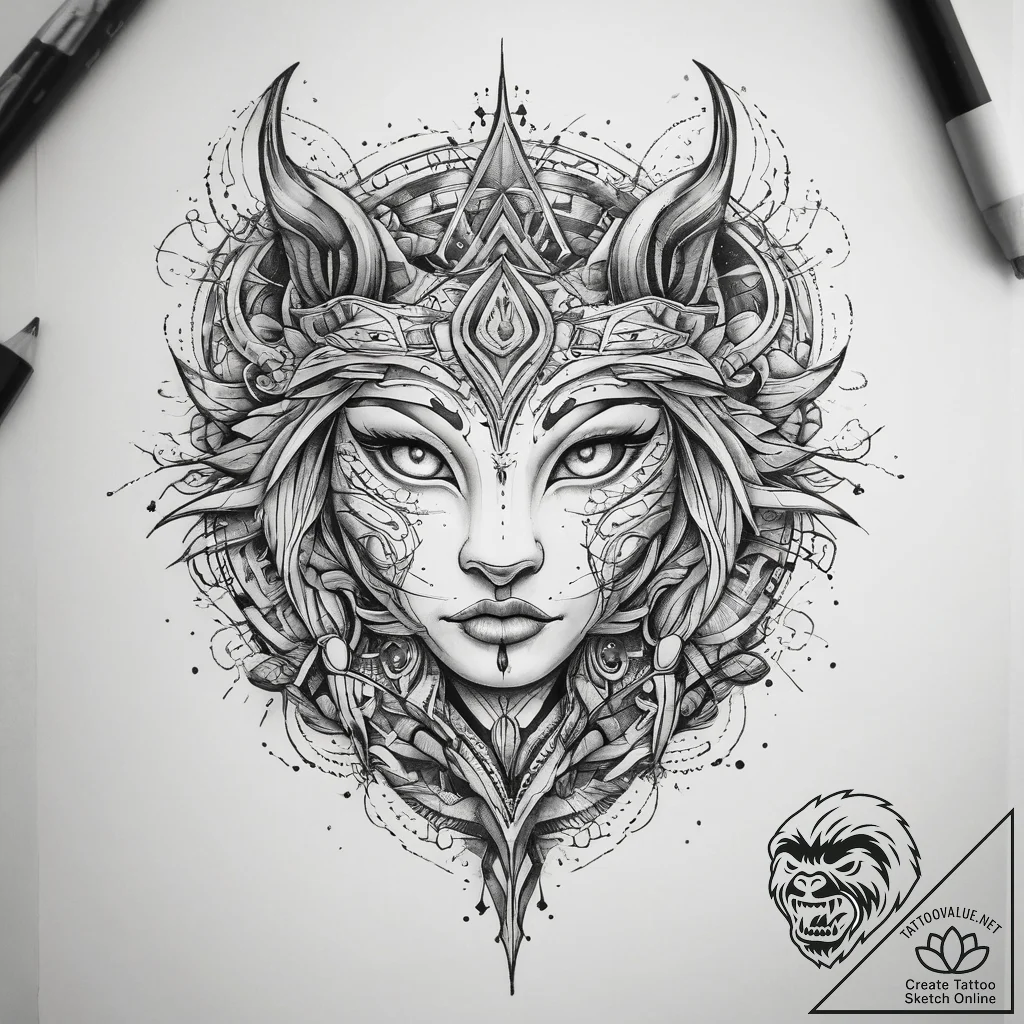 Tattoo sketch cosmic fable, tattoo line art,... - tattoo sketch (№1758991676_0, 27.09.2025 16:47) — tattoovalue.net