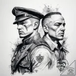 Tattoo sketch soldier with a priest, concept… – tattoo sketch (№1758992074_0, 27.09.2025 16:54) — tattoovalue.net