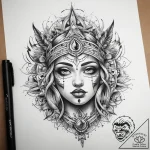 Tattoo sketch sacred spirit, ink illustration… – tattoo sketch (№1758992464_0, 27.09.2025 17:01) — tattoovalue.net