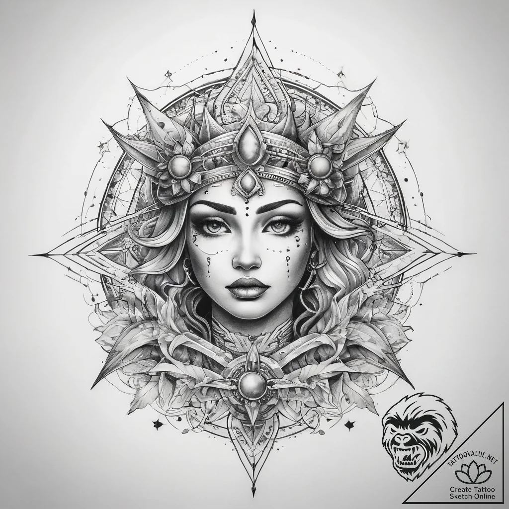 Tattoo sketch cosmic kingdom - tattoo sketch (№1758993053_0, 27.09.2025 17:10) — tattoovalue.net