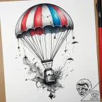 Tattoo sketch parachute with a symbol, tattoo… – tattoo sketch (№1758993246_0, 27.09.2025 17:14) — tattoovalue.net