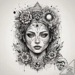 Tattoo sketch cosmic character, ink illustrat… – tattoo sketch (№1758995017_0, 27.09.2025 17:43) — tattoovalue.net