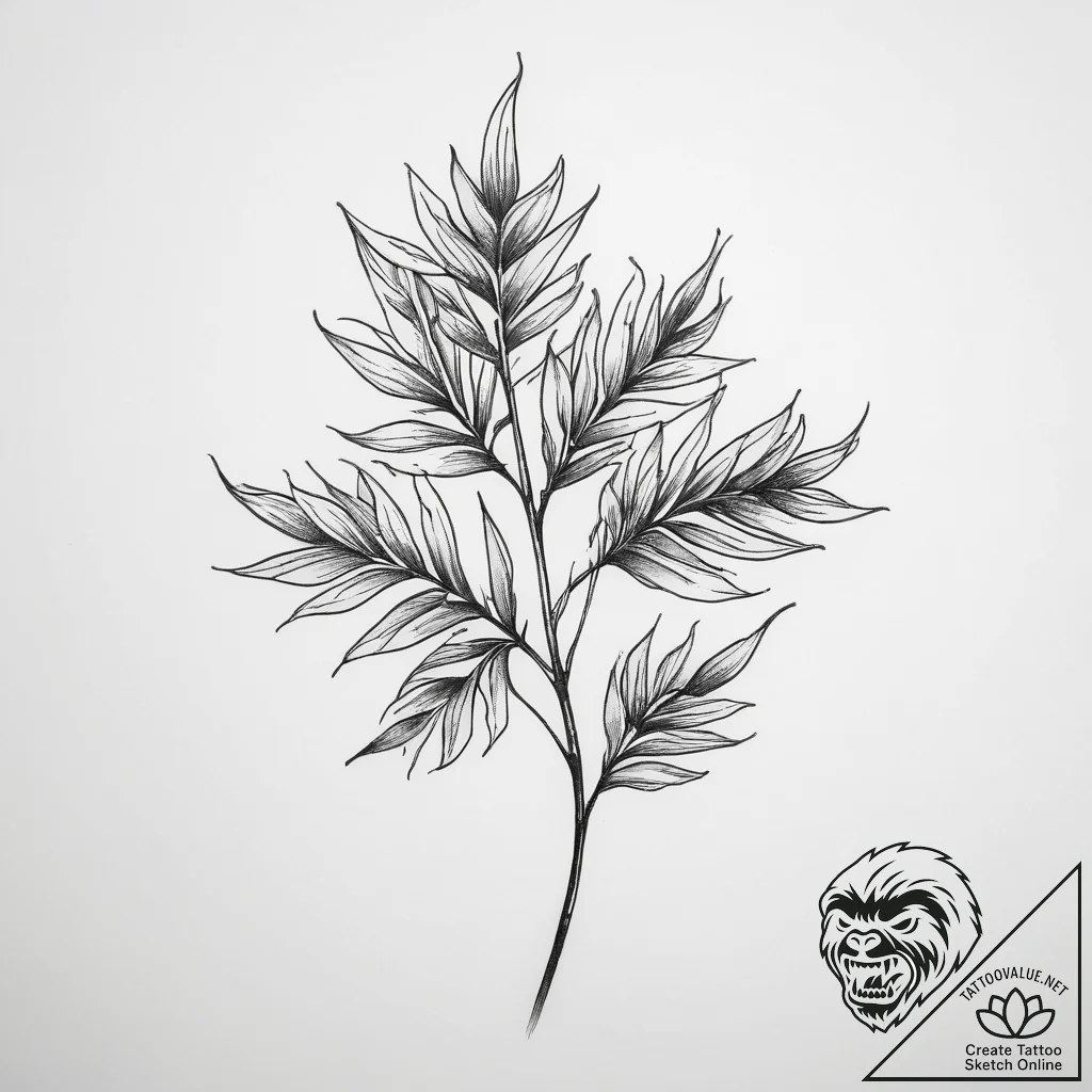 Tattoo sketch a symbolic plant, ink illustrat... - tattoo sketch (№1758995605_0, 27.09.2025 17:53) — tattoovalue.net