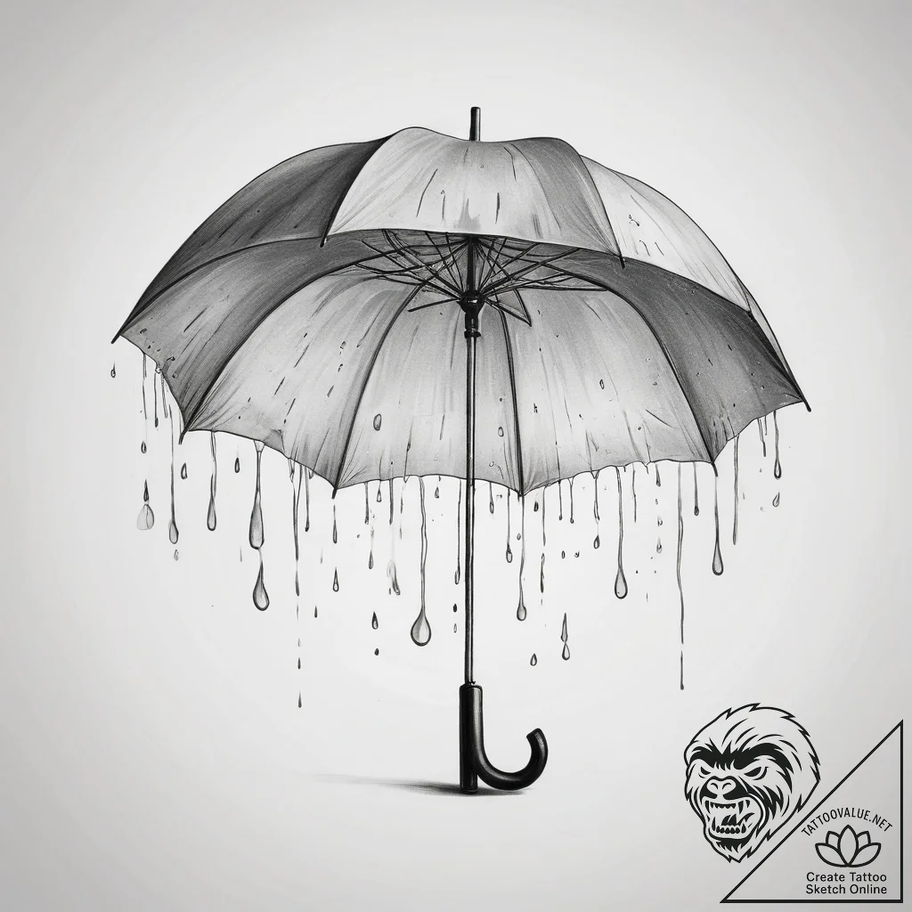 Tattoo sketch umbrella with a rain - tattoo sketch (№1758996210_0, 27.09.2025 18:03) — tattoovalue.net