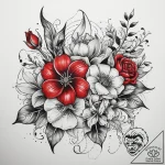 цветы, ink illustration for tattoo, old schoo… – tattoo sketch (№1758997777_0, 27.09.2025 18:29) — tattoovalue.net