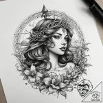 Tattoo sketch siren with a boat, tattoo flash… – tattoo sketch (№1758998757_0, 27.09.2025 18:45) — tattoovalue.net