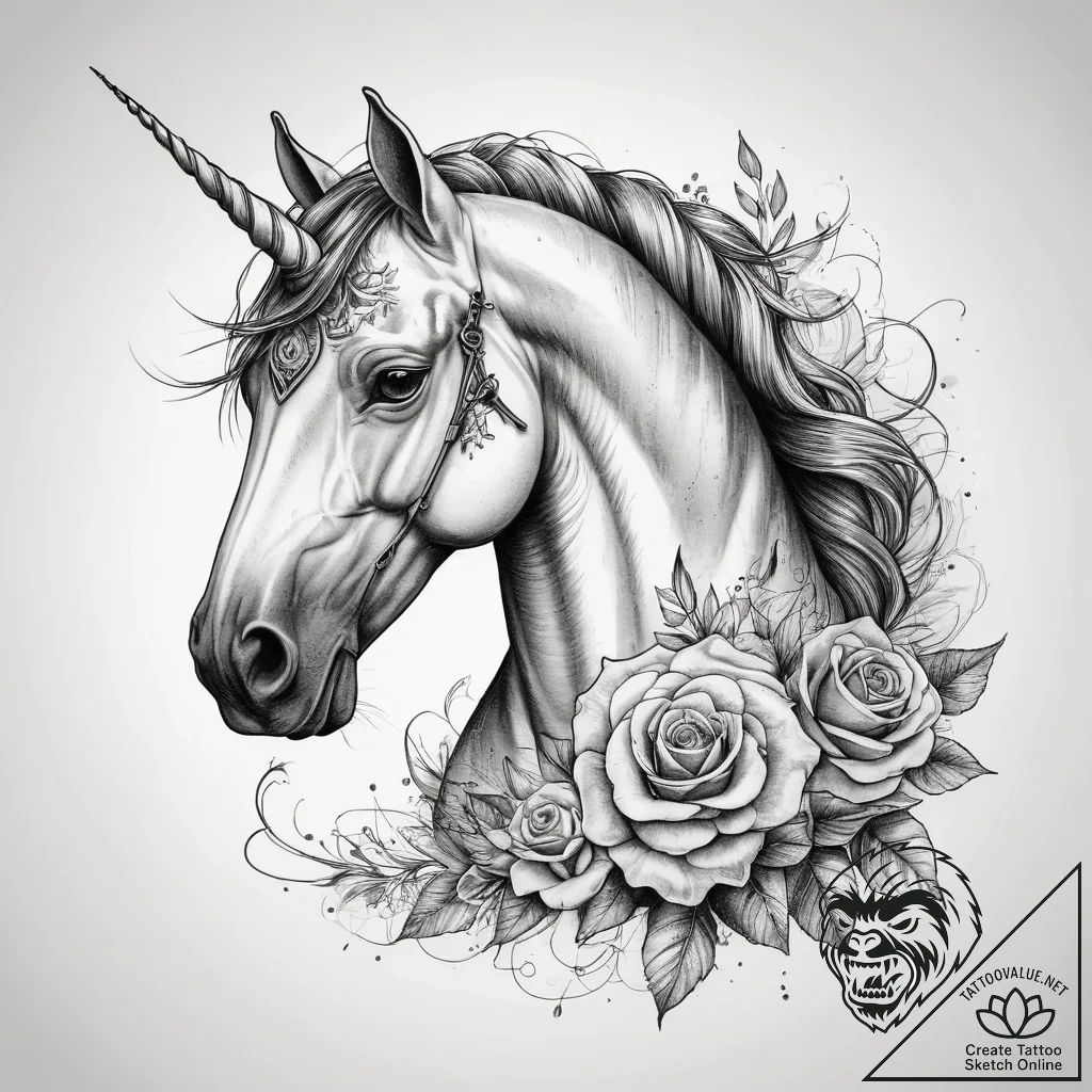 Tattoo sketch unicorn rider, tattoo line art,... - tattoo sketch (№1758999551_0, 27.09.2025 18:59) — tattoovalue.net