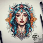 Tattoo sketch holy portrayal, tattoo line art… – tattoo sketch (№1759000534_0, 27.09.2025 19:15) — tattoovalue.net