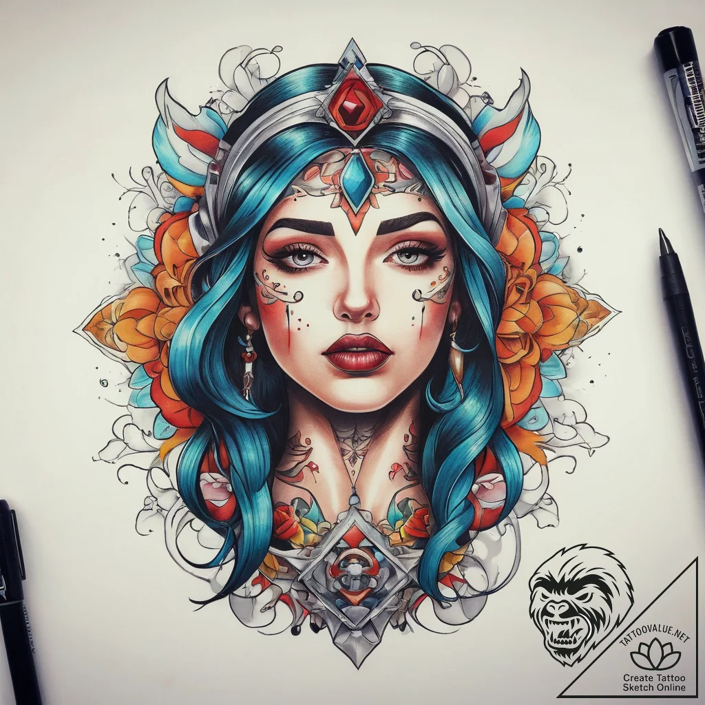 Tattoo sketch holy portrayal, tattoo line art... - tattoo sketch (№1759000534_0, 27.09.2025 19:15) — tattoovalue.net