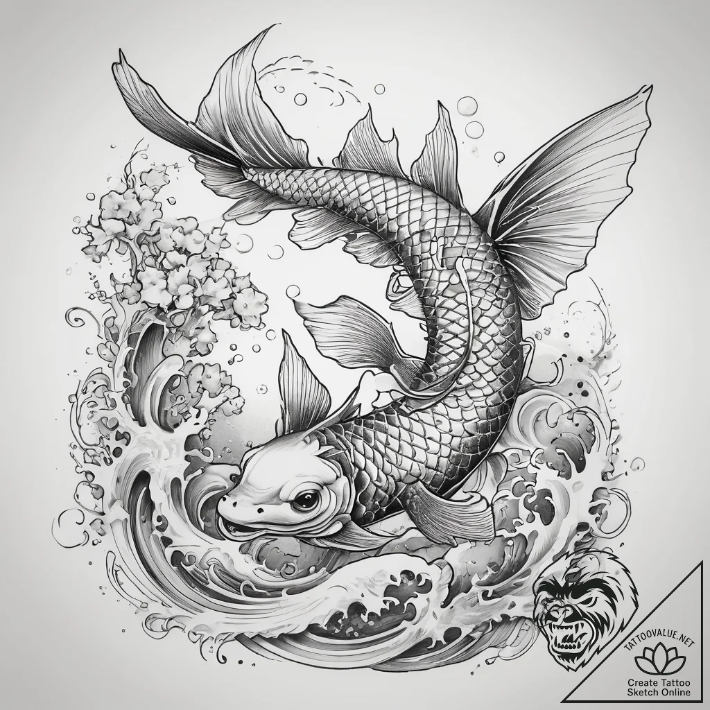Tattoo sketch flying fish, artistic tattoo sk... - tattoo sketch (№1759004466_0, 27.09.2025 20:21) — tattoovalue.net