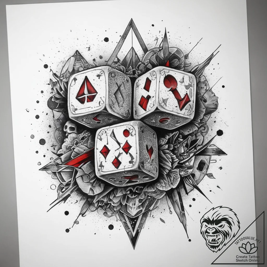 Tattoo sketch perthro rune with a pair of dic... - tattoo sketch (№1759004859_0, 27.09.2025 20:27) — tattoovalue.net