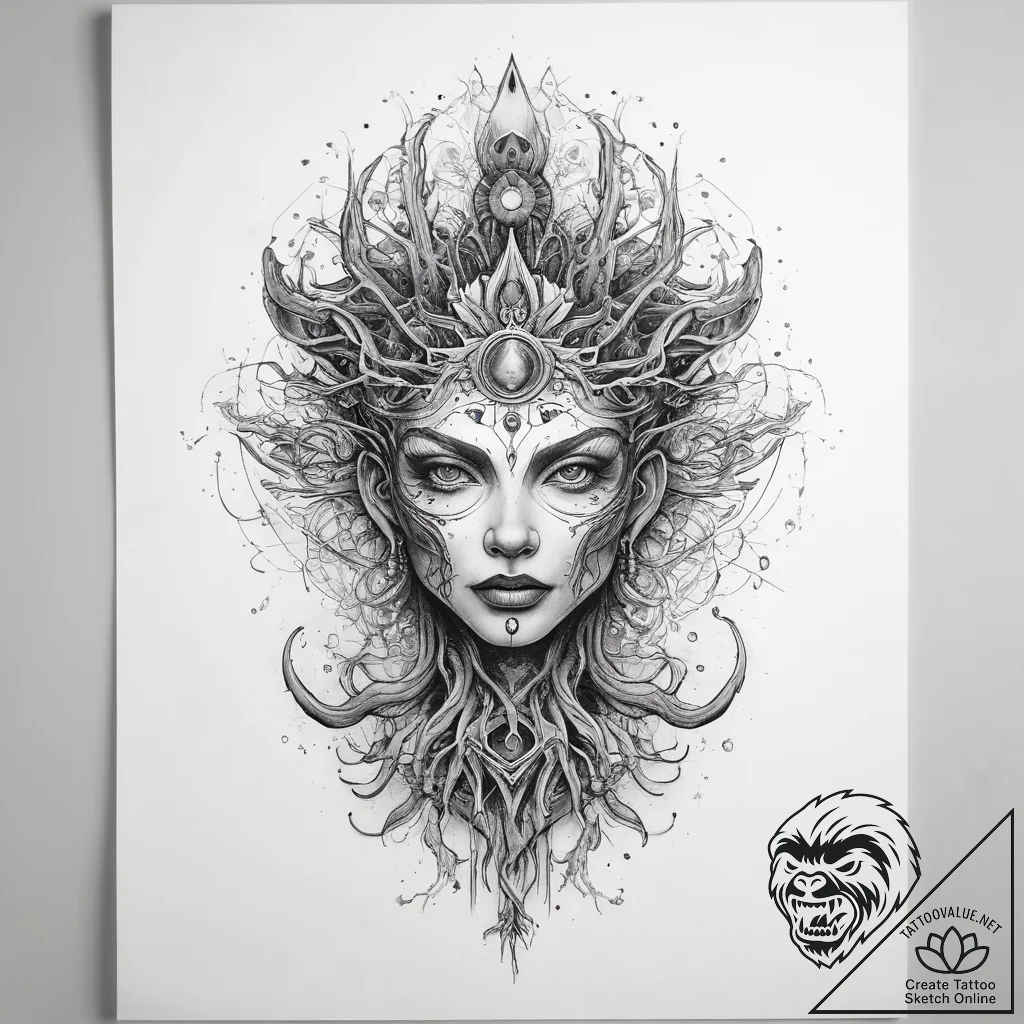 Tattoo sketch cosmic root - tattoo sketch (№1759006233_0, 27.09.2025 20:50) — tattoovalue.net