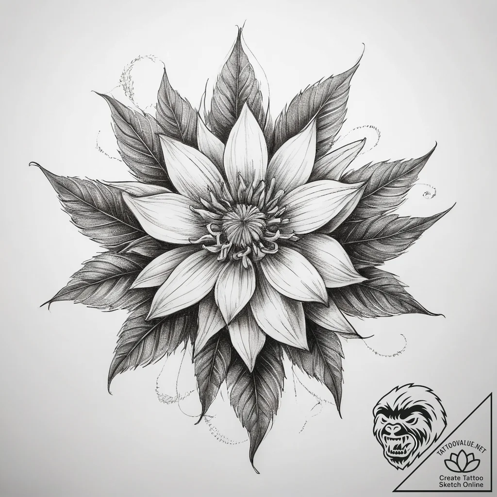 Tattoo sketch hemp flower - tattoo sketch (№1759006429_0, 27.09.2025 20:53) — tattoovalue.net