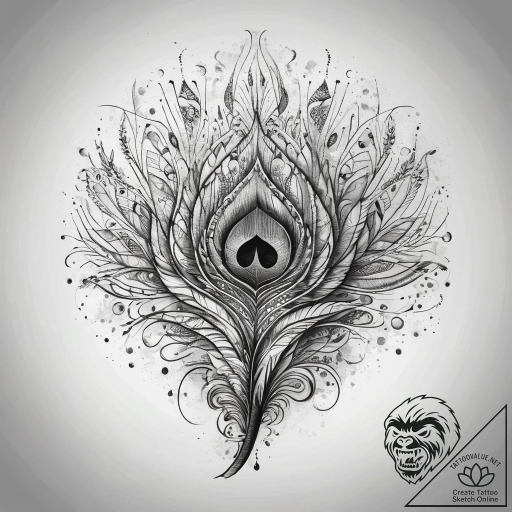 Tattoo sketch peacock feather fan, concept ar... - tattoo sketch (№1759006623_0, 27.09.2025 20:57) — tattoovalue.net