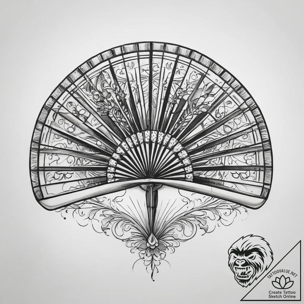 Tattoo sketch elegant fan open - tattoo sketch (№1759060341_0, 28.09.2025 11:52) — tattoovalue.net