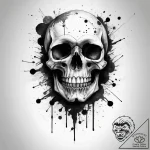 Tattoo sketch trash polka череп с кляксами – tattoo sketch (№1759062095_0, 28.09.2025 12:21) — tattoovalue.net