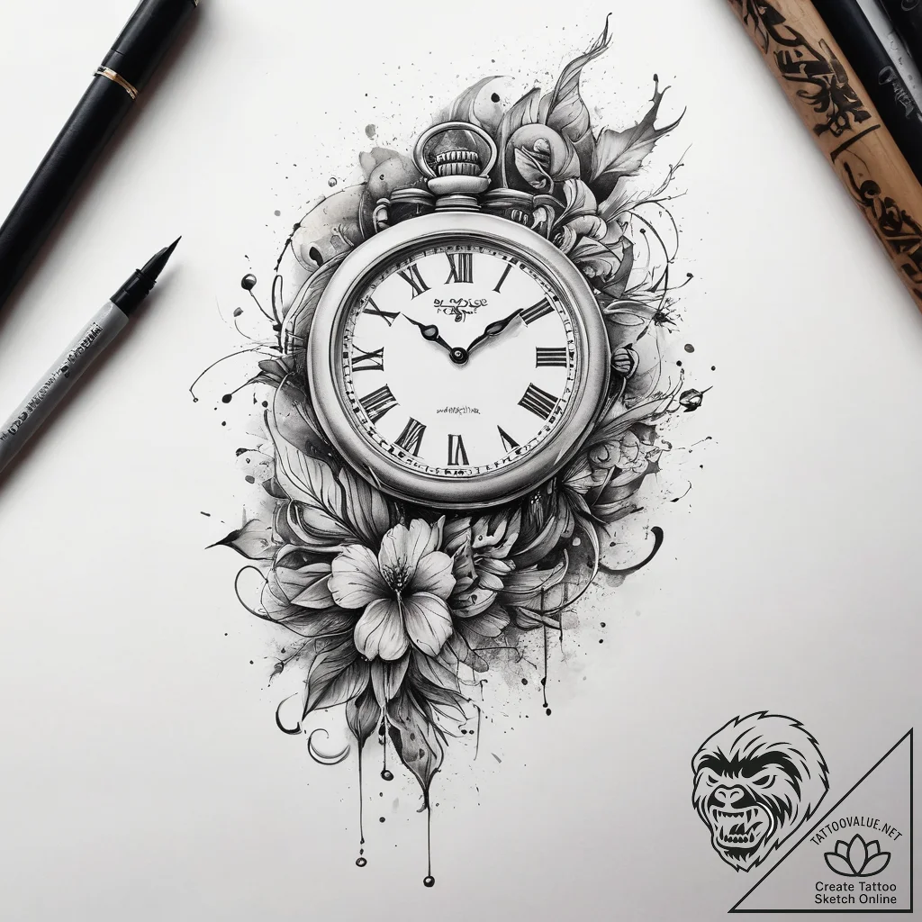Tattoo sketch часы, tattoo sketch design, wat... - tattoo sketch (№1759063655_0, 28.09.2025 12:47) — tattoovalue.net
