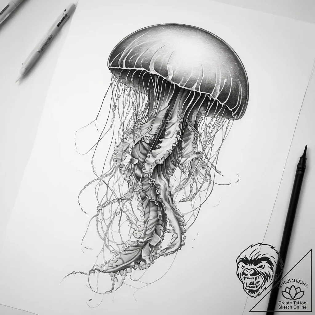 Tattoo sketch jellyfish tattoo - tattoo sketch (№1759063849_0, 28.09.2025 12:50) — tattoovalue.net