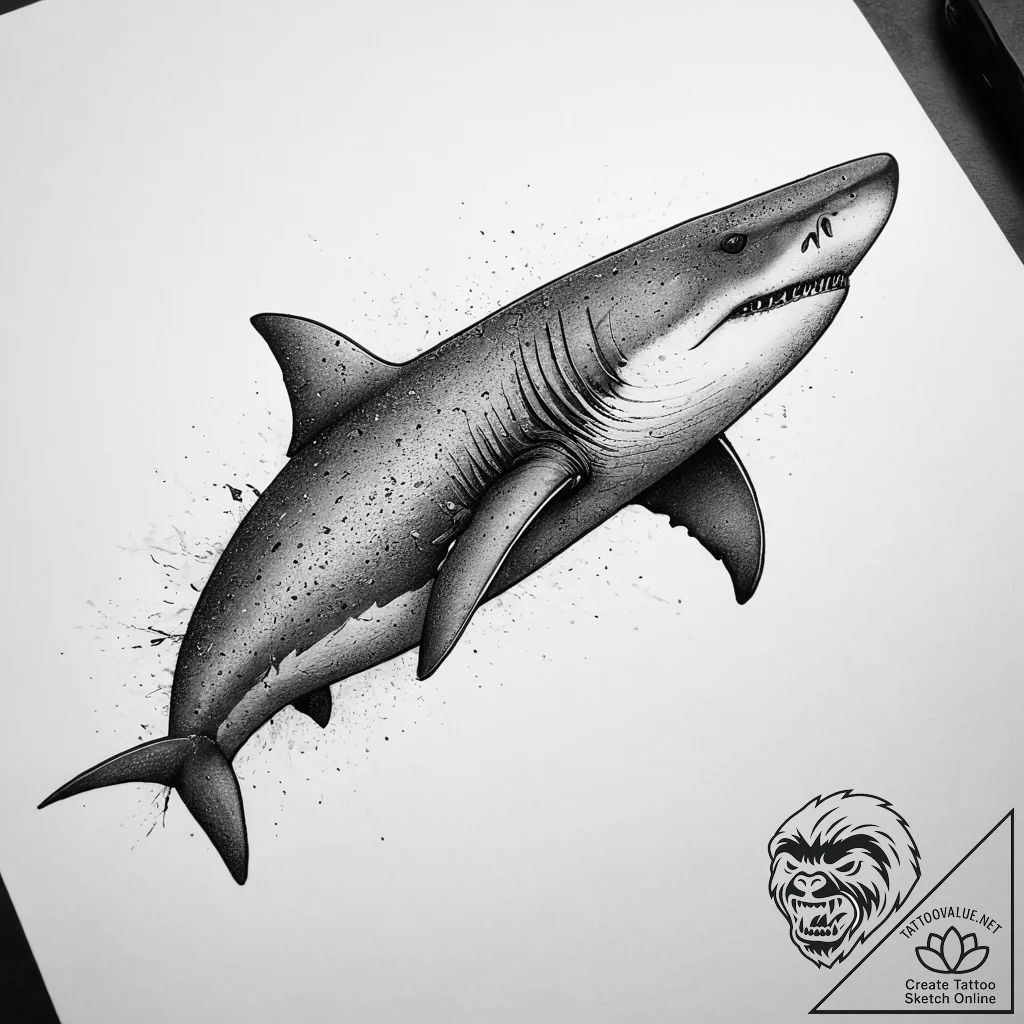 Tattoo sketch basking shark, artistic tattoo... - tattoo sketch (№1759064235_0, 28.09.2025 12:57) — tattoovalue.net