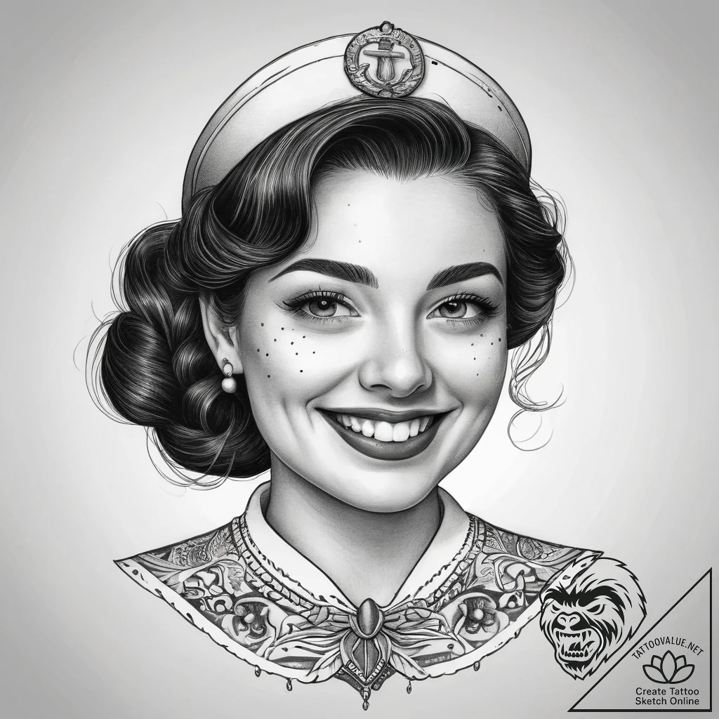 Tattoo sketch receptionist a person with a sm... - tattoo sketch (№1759065408_0, 28.09.2025 13:16) — tattoovalue.net