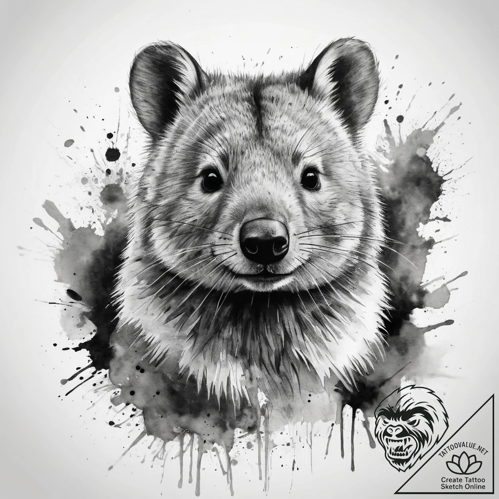 Tattoo sketch quokka, ink illustration for ta... - tattoo sketch (№1759065604_0, 28.09.2025 13:20) — tattoovalue.net