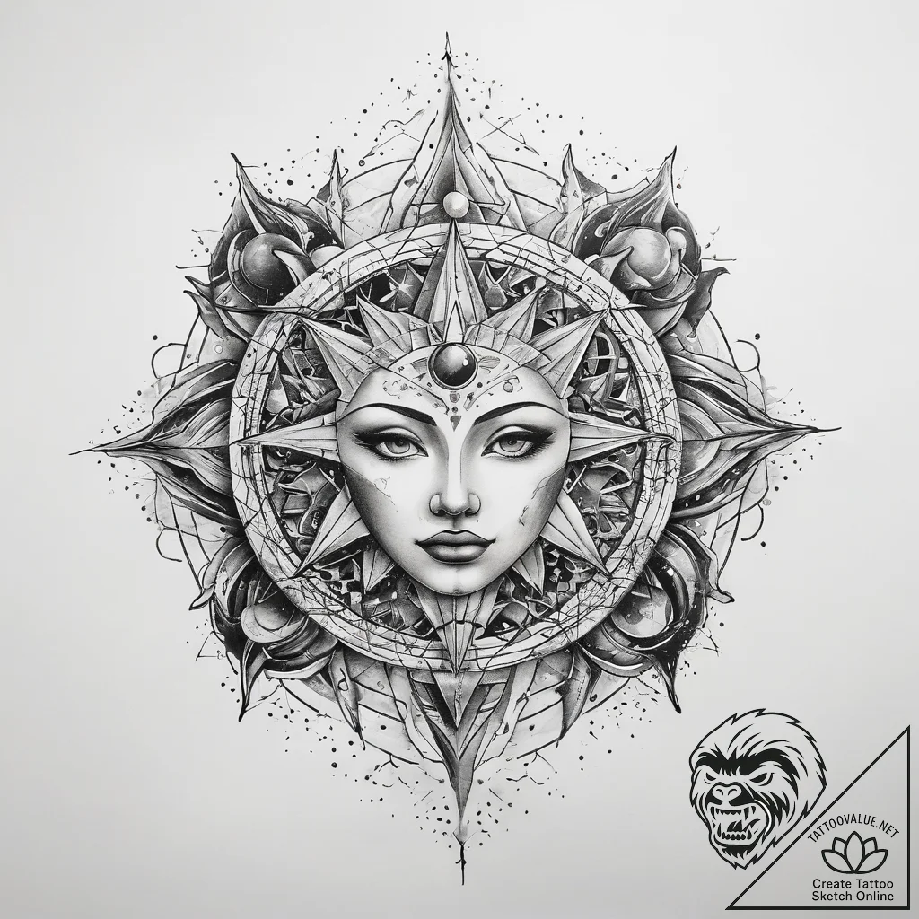 Tattoo sketch cosmic legend - tattoo sketch (№1759065801_0, 28.09.2025 13:23) — tattoovalue.net