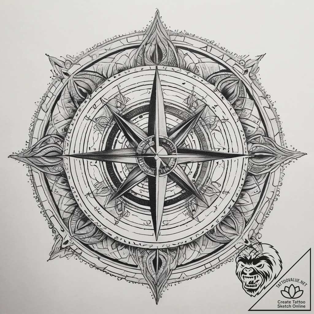 Tattoo sketch spiritual compass, artistic tat... - tattoo sketch (№1759065997_0, 28.09.2025 13:26) — tattoovalue.net