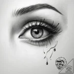 Tattoo sketch sensual eyes with a tear – tattoo sketch (№1759066781_0, 28.09.2025 13:39) — tattoovalue.net