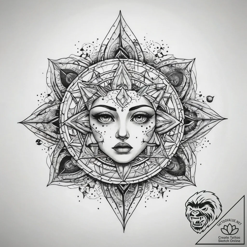Tattoo sketch cosmic world, tattoo flash shee... - tattoo sketch (№1759067170_0, 28.09.2025 13:46) — tattoovalue.net