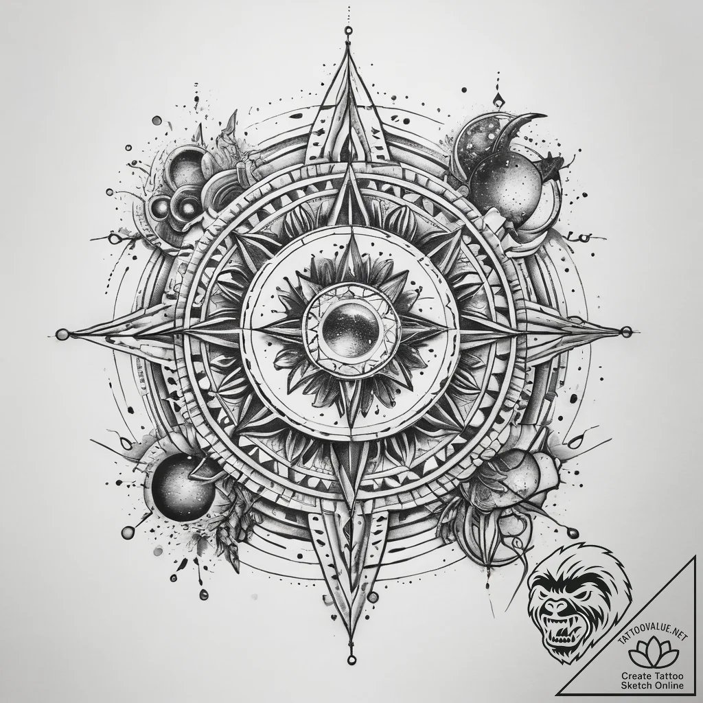 Tattoo sketch cosmic essence - tattoo sketch (№1759068154_0, 28.09.2025 14:02) — tattoovalue.net