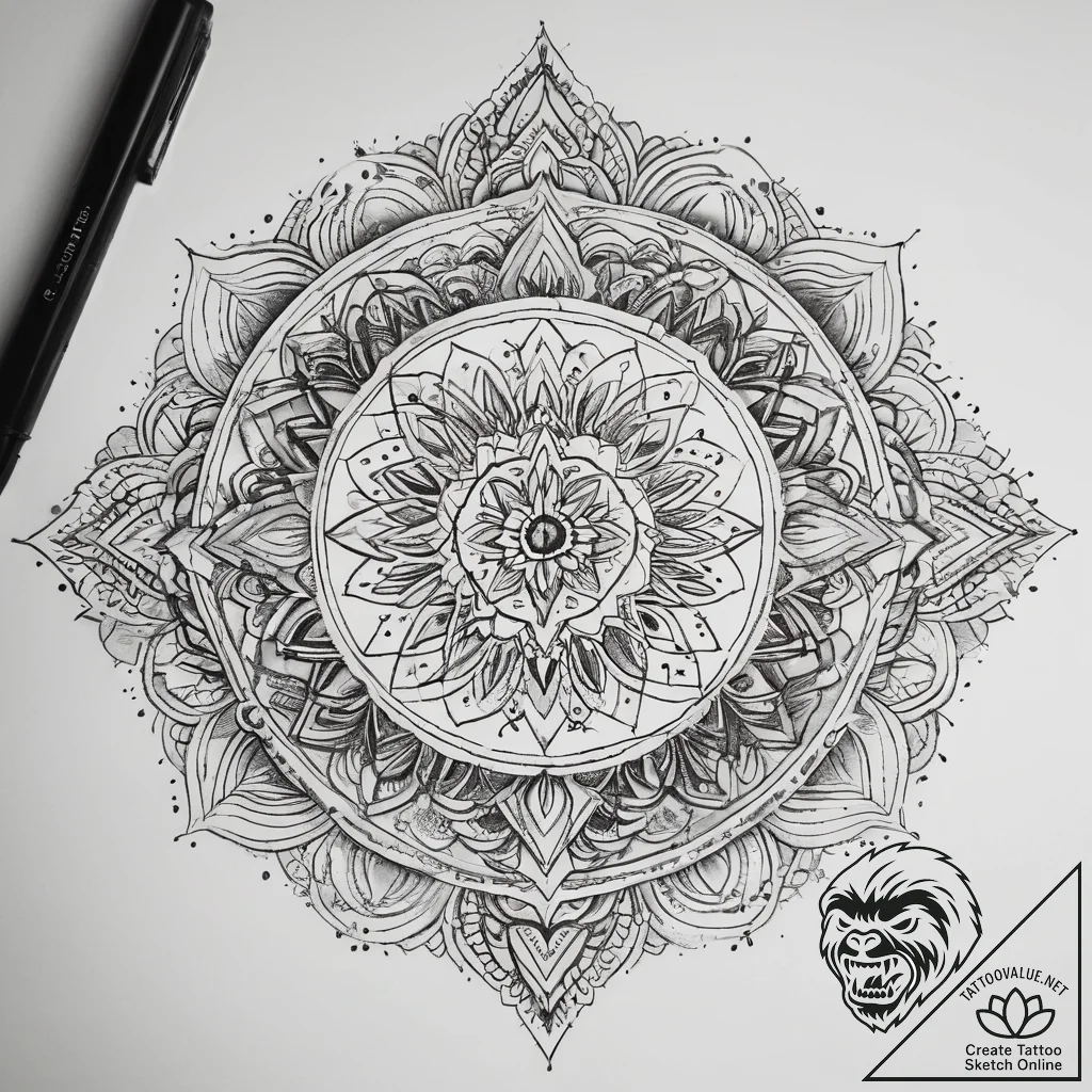 Tattoo sketch mandala, tattoo drawing outline... - tattoo sketch (№1759069134_0, 28.09.2025 14:18) — tattoovalue.net
