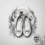 Tattoo sketch ballet flats with a moon – tattoo sketch (№1759069910_0, 28.09.2025 14:31) — tattoovalue.net