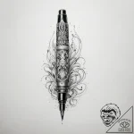 Tattoo sketch writer fountain pen – tattoo sketch (№1759070495_0, 28.09.2025 14:41) — tattoovalue.net