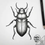 Tattoo sketch powderpost beetle, ink illustra… – tattoo sketch (№1759071080_0, 28.09.2025 14:51) — tattoovalue.net