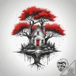 Tattoo sketch a house with a tree, tattoo fla… – tattoo sketch (№1759071871_0, 28.09.2025 15:04) — tattoovalue.net