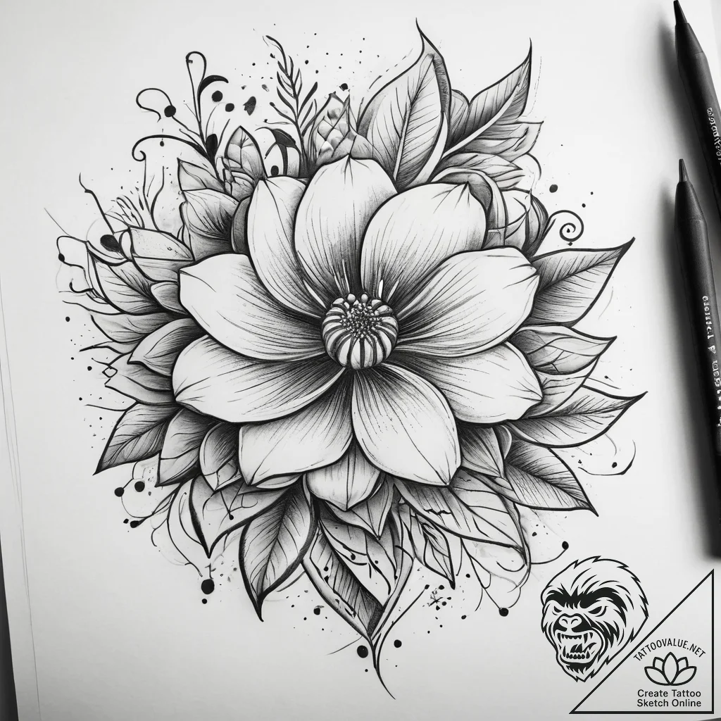 Tattoo sketch flower, tattoo flash sheet desi... - tattoo sketch (№1759072850_0, 28.09.2025 15:20) — tattoovalue.net
