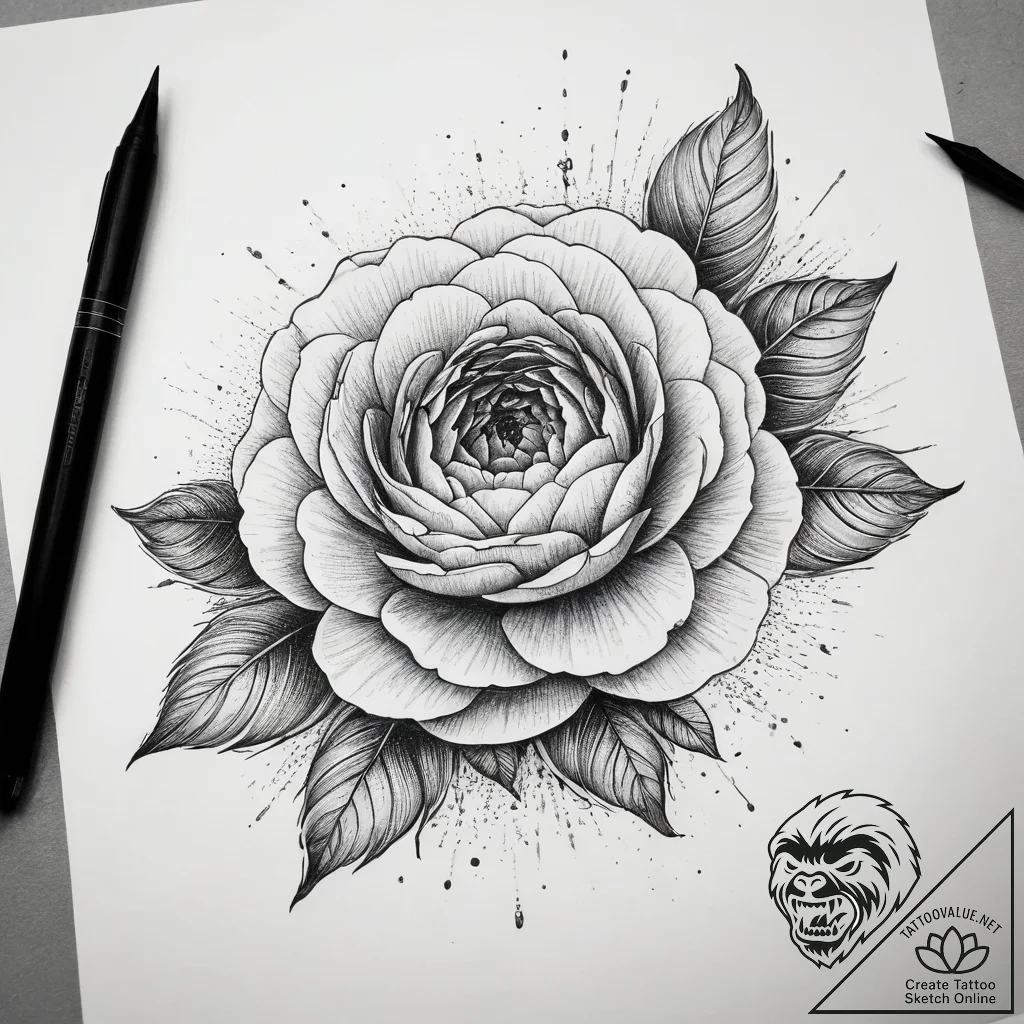 Tattoo sketch ranunculus, tattoo flash sheet... - tattoo sketch (№1759073432_0, 28.09.2025 15:30) — tattoovalue.net