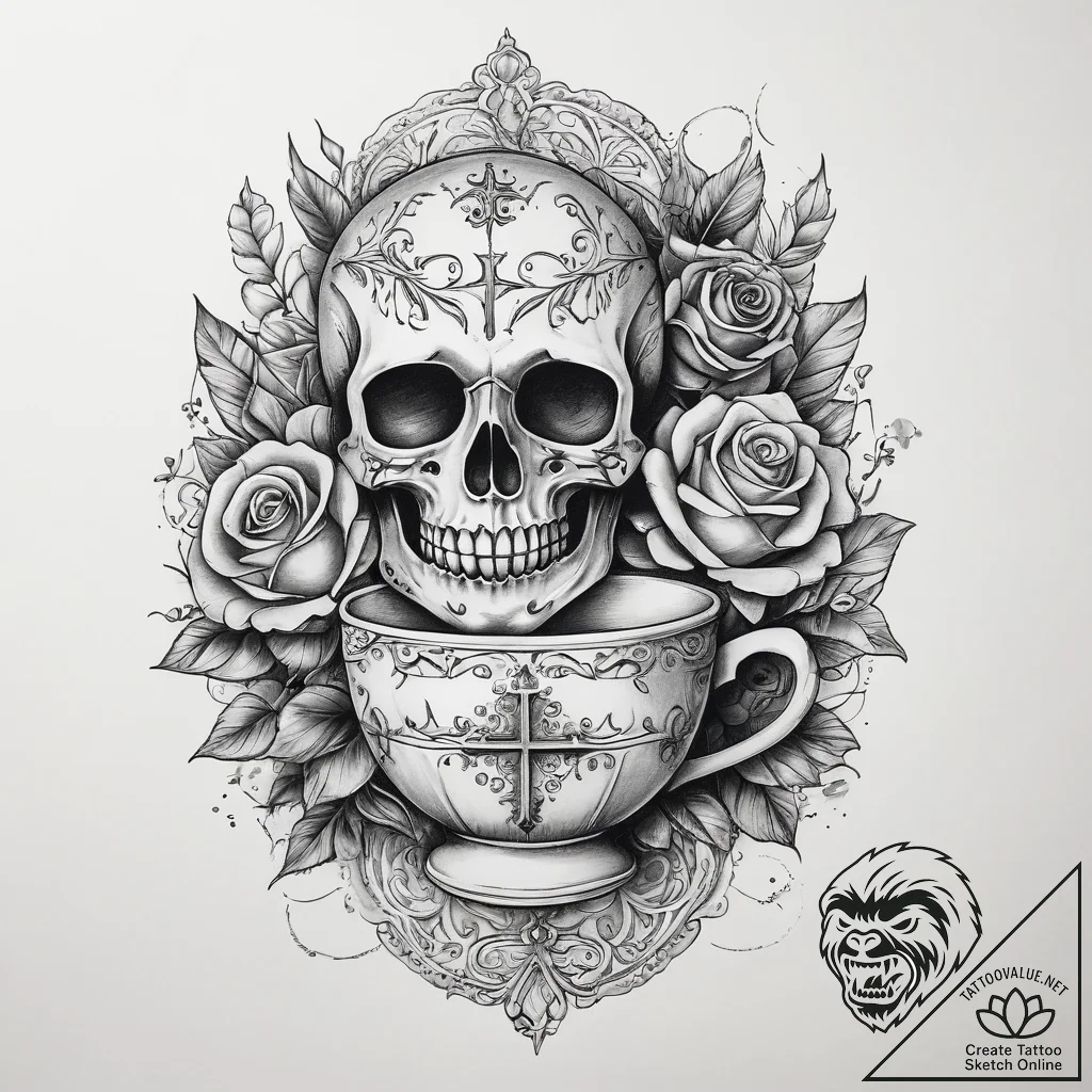 Tattoo sketch teacup tattoo, artistic tattoo... - tattoo sketch (№1759073630_0, 28.09.2025 15:33) — tattoovalue.net