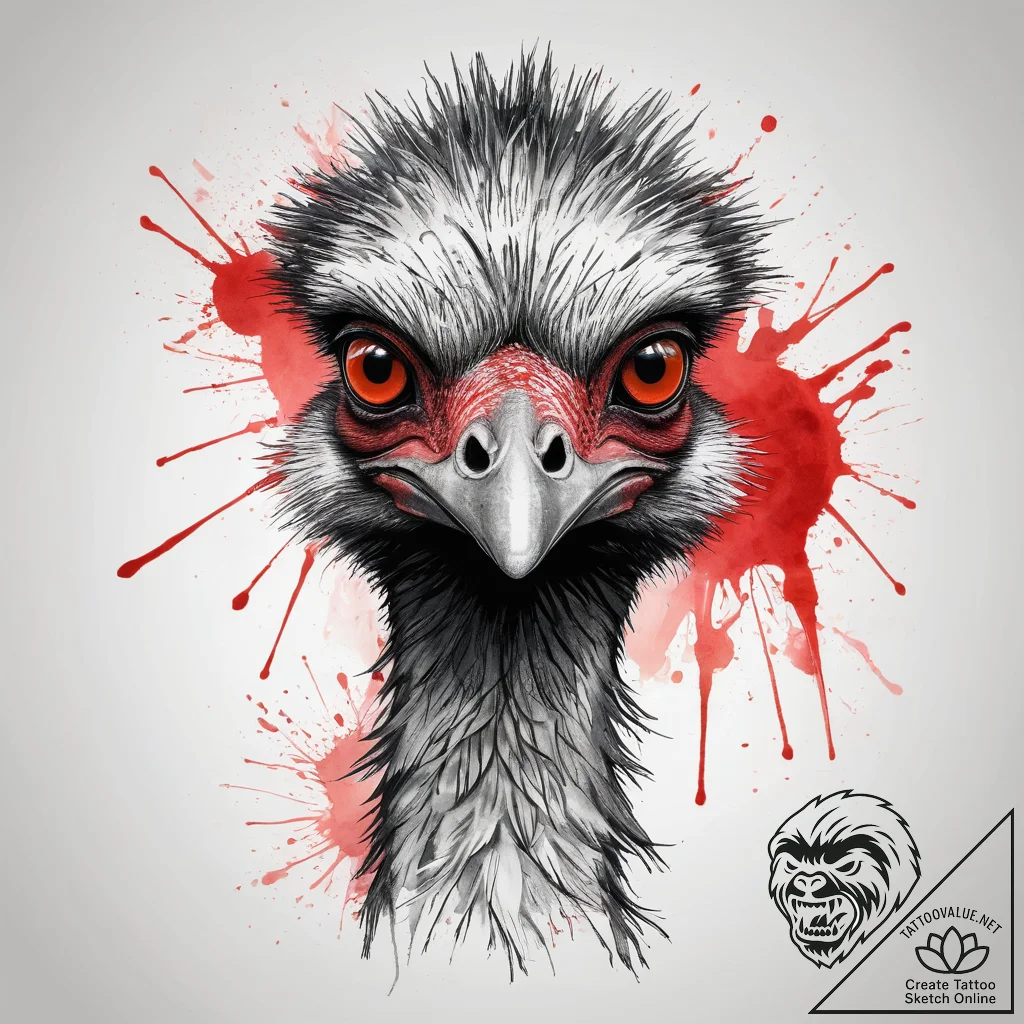Tattoo sketch puns an emu that says "i'm an e... - tattoo sketch (№1759073826_0, 28.09.2025 15:37) — tattoovalue.net