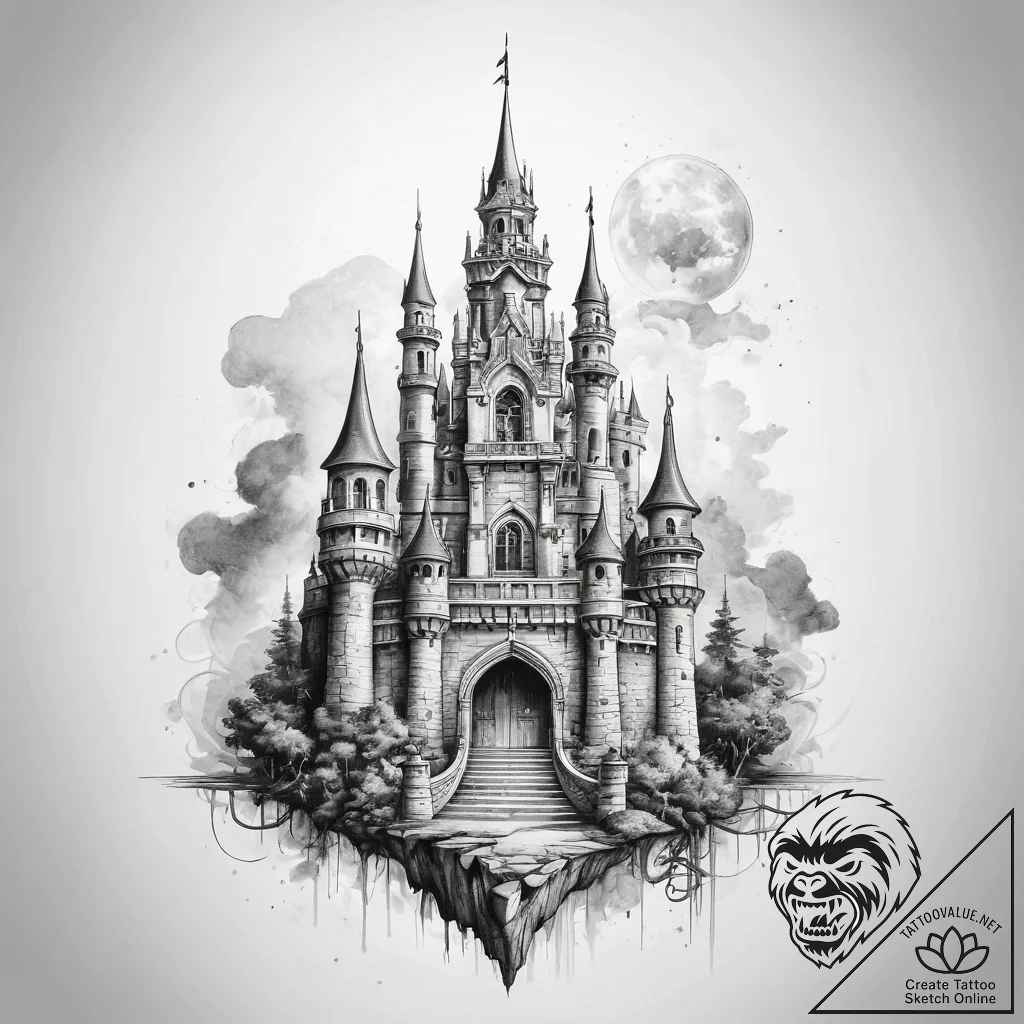 Tattoo sketch castle - tattoo sketch (№1759075388_0, 28.09.2025 16:03) — tattoovalue.net