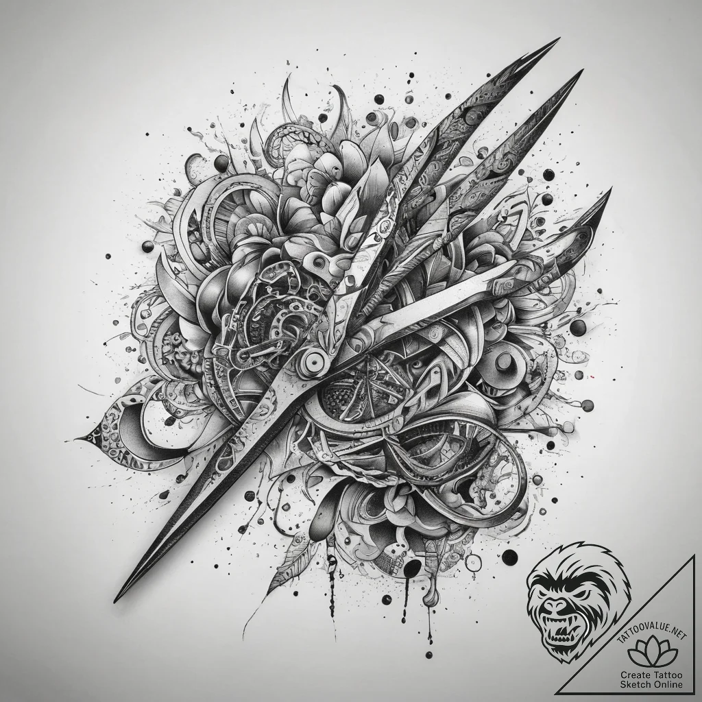 Tattoo sketch scissors, tattoo flash sheet de... - tattoo sketch (№1759075971_0, 28.09.2025 16:12) — tattoovalue.net