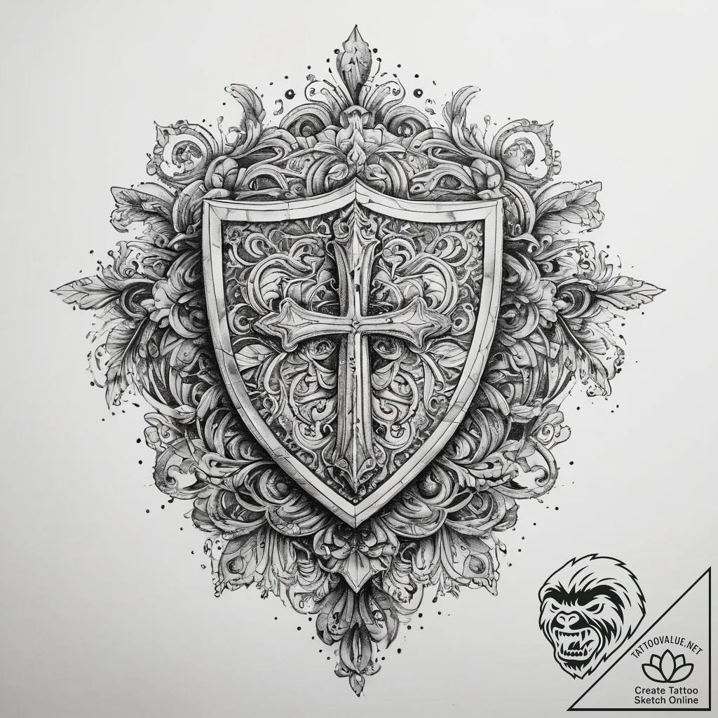 Tattoo sketch dobrynya nikitich with a shield... - tattoo sketch (№1759076947_0, 28.09.2025 16:29) — tattoovalue.net