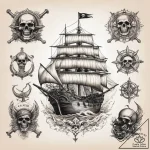 Tattoo sketch пиратский корабль, tattoo flash… – tattoo sketch (№1759077335_0, 28.09.2025 16:35) — tattoovalue.net