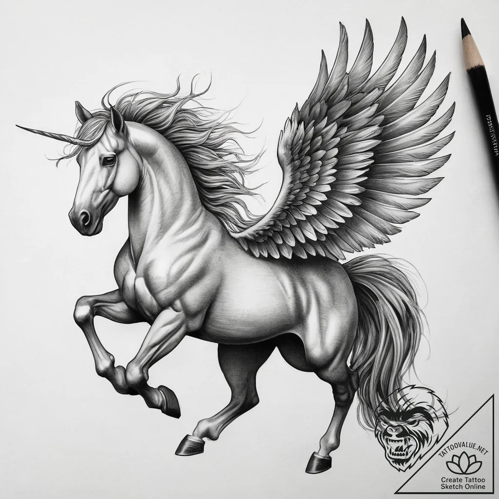 Tattoo sketch pegasus, tattoo flash sheet des... - tattoo sketch (№1759077922_0, 28.09.2025 16:45) — tattoovalue.net