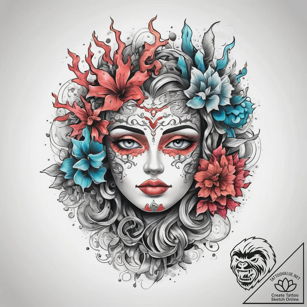 Tattoo sketch coral, tattoo sketch design, ro... - tattoo sketch (№1759078502_0, 28.09.2025 16:55) — tattoovalue.net