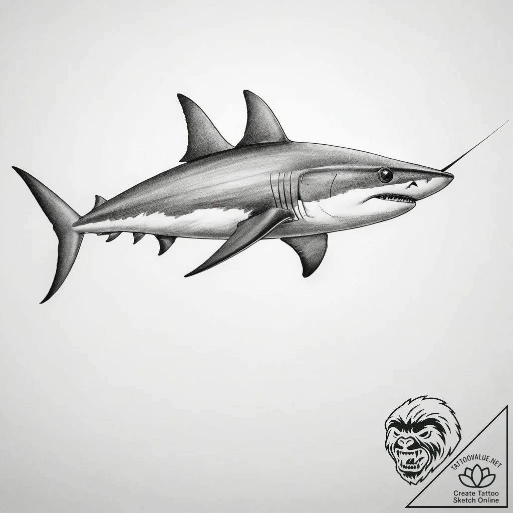 Tattoo sketch thresher shark - tattoo sketch (№1759079476_0, 28.09.2025 17:11) — tattoovalue.net