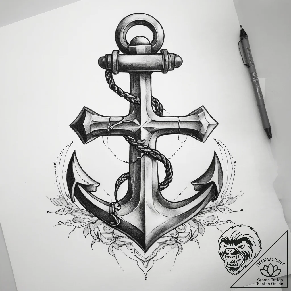 Tattoo sketch anchor - tattoo sketch (№1759080448_0, 28.09.2025 17:27) — tattoovalue.net