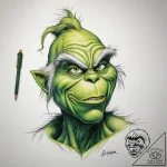 Tattoo sketch the grinch with a foot – tattoo sketch (№1759080641_0, 28.09.2025 17:30) — tattoovalue.net
